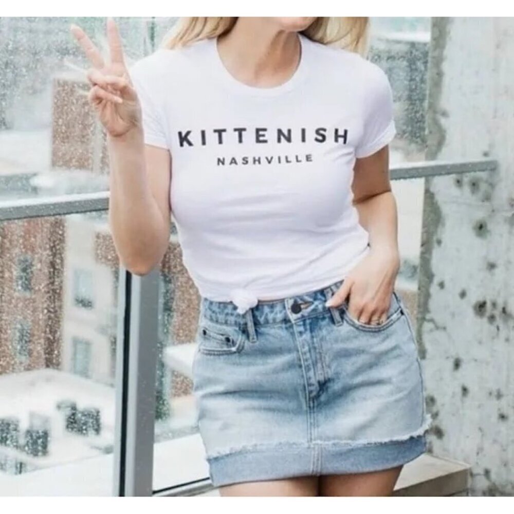 Kittenish by Jessie James Decker Blue Jean Skirt Raw Hem Size XL